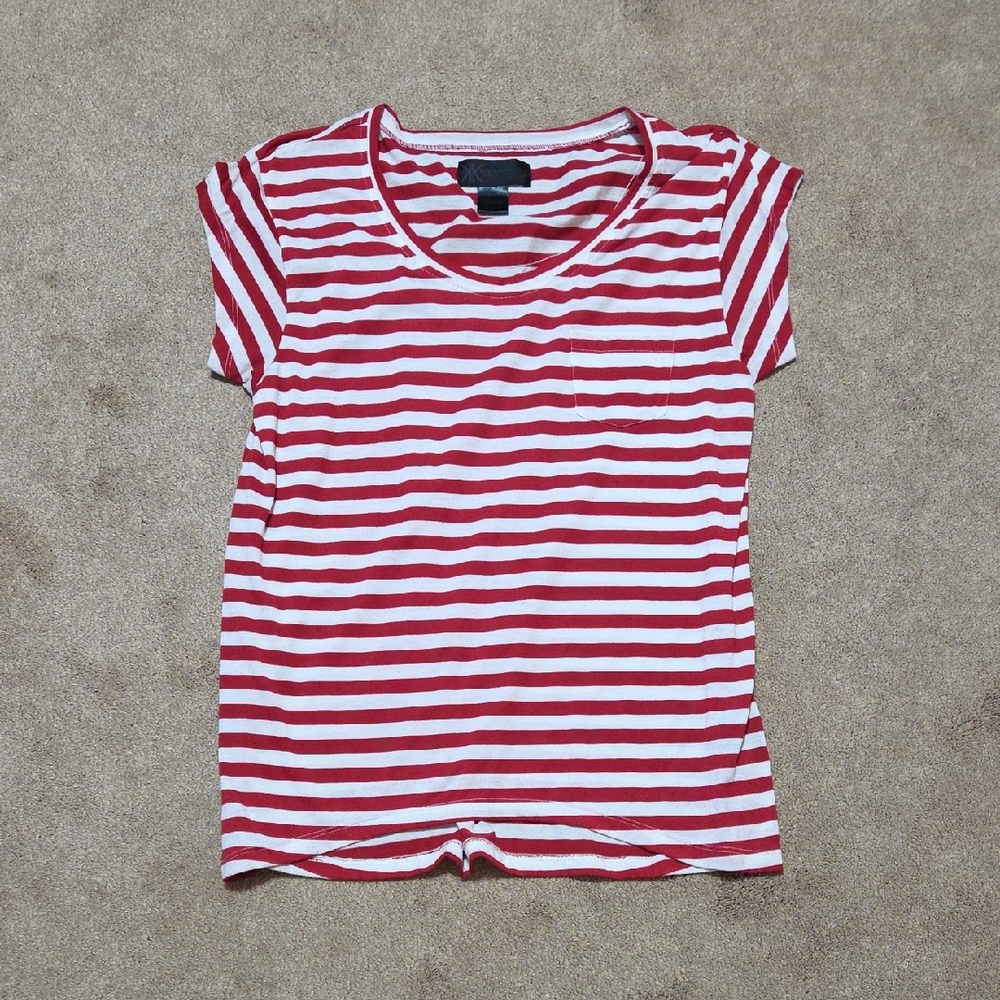 Kardashian Kollection Red and White Striped Blouse